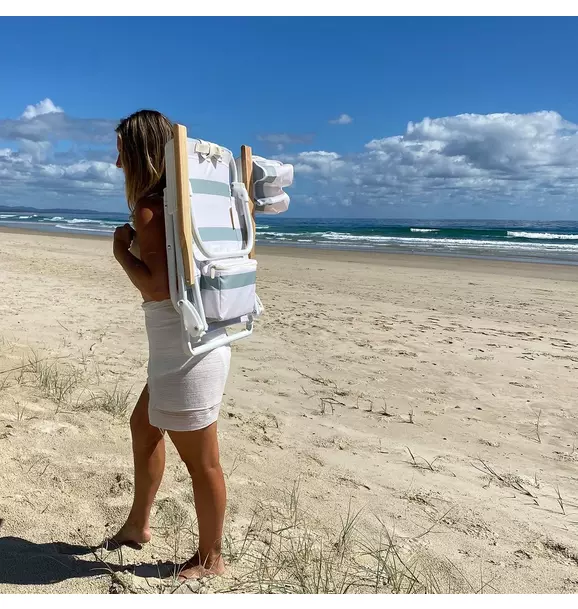 Deluxe Beach Chair: La Palma Sage Stripe