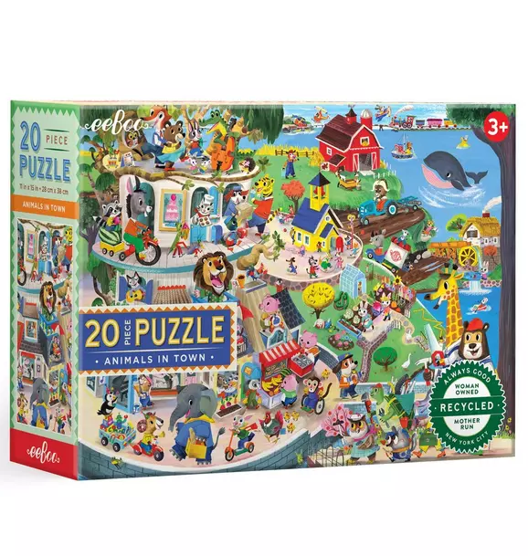 20 Piece Puzzle: Animals in Town