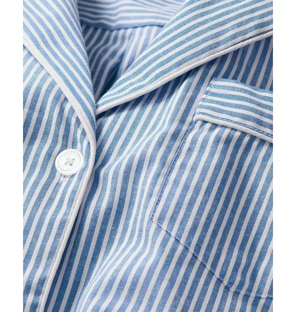 Women's Twill Pajama Set in French Blue Seersucker