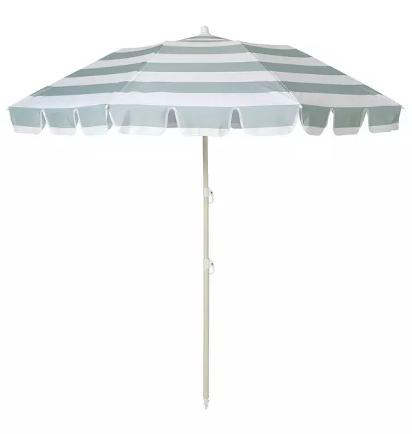 Compact Beach Umbrella: La Palma Sage Stripe