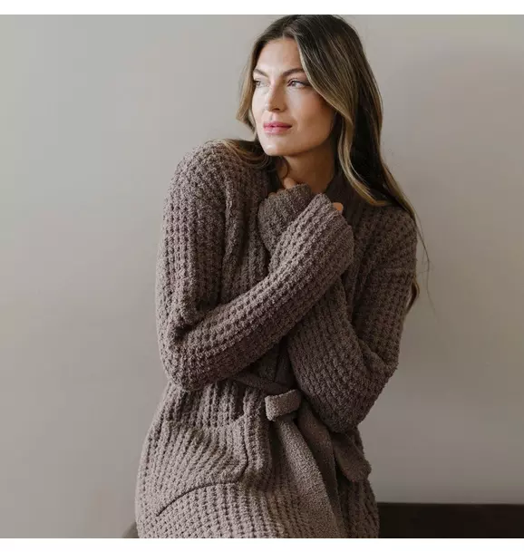 Waffle Knit Robe in Chestnut