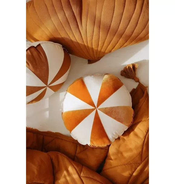 “Gold Circus” Round Patchwork Pillow