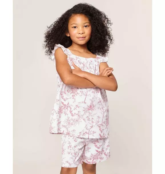Girl's Twill Clara Short Set in Pink Timeless Toile