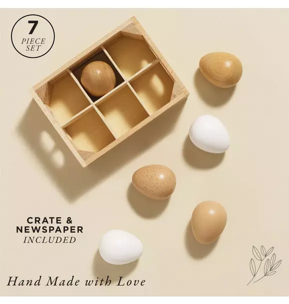 Farm Eggs Wooden Market Crate - 7 Piece