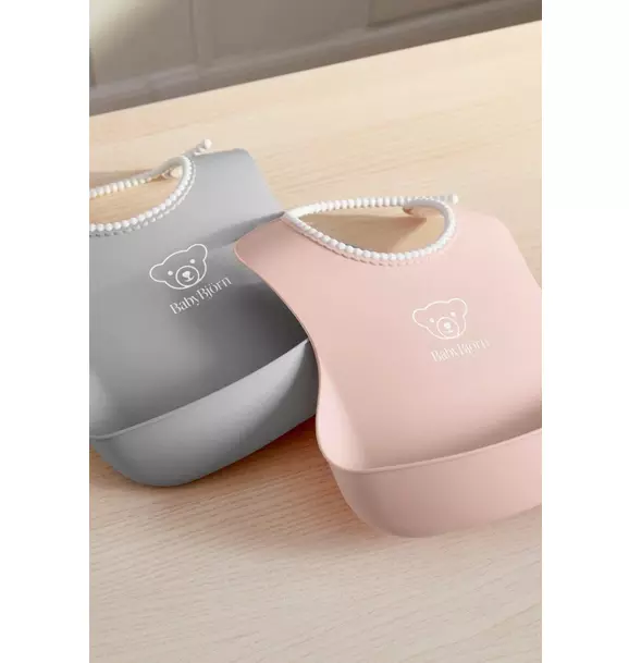 Baby Bib 2-Pack, Gray / Pink