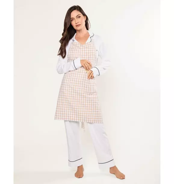 Adult's Twill Apron in Camel Gingham