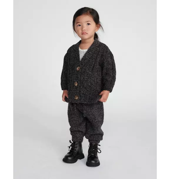 Cable Cardigan Fuzzy - Black Melange