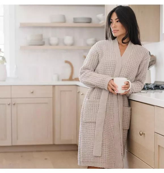 Waffle Knit Robe in Oatmeal