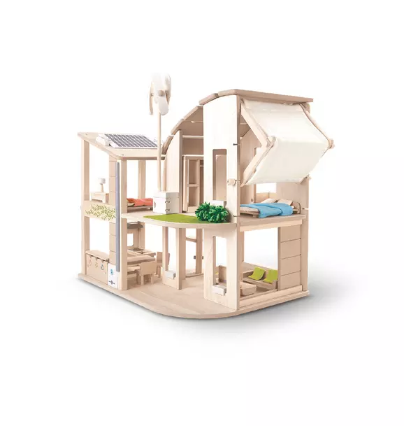 Green Dollhouse With Furniture