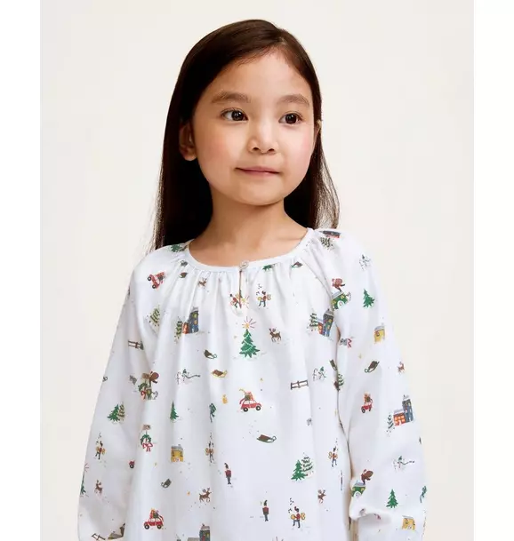Girl's Twill Delphine Nightgown in Holiday Town