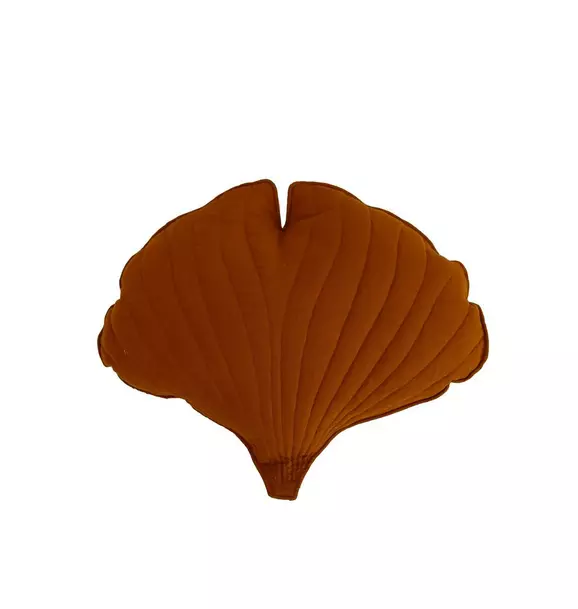 Linen “Caramel” Ginkgo Leaf Pillow