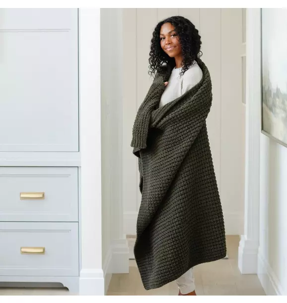 Waffle Knit Blanket in Thyme