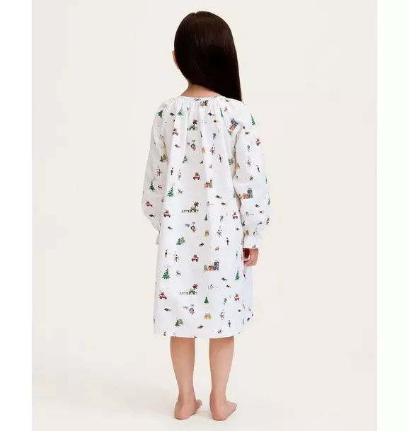 Girl's Twill Delphine Nightgown in Holiday Town