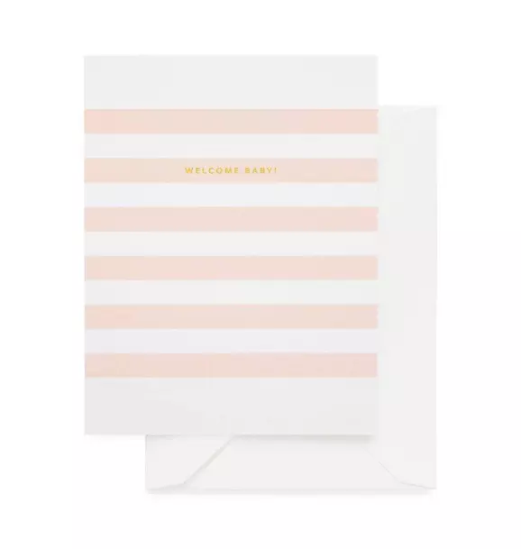 Pink Stripe Baby Greeting Card