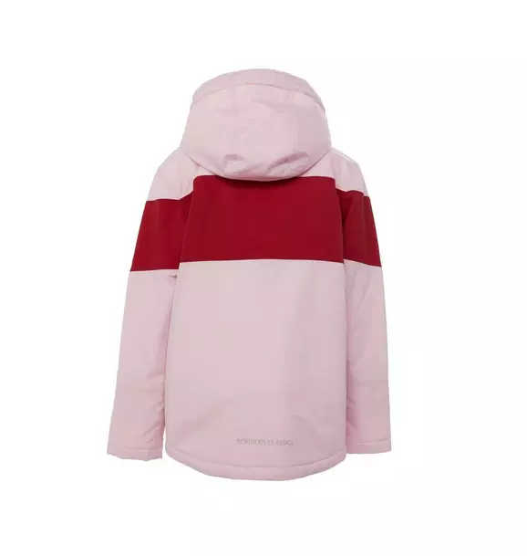 Ballerina Pink Winter Coat with Red Rugby Stripe