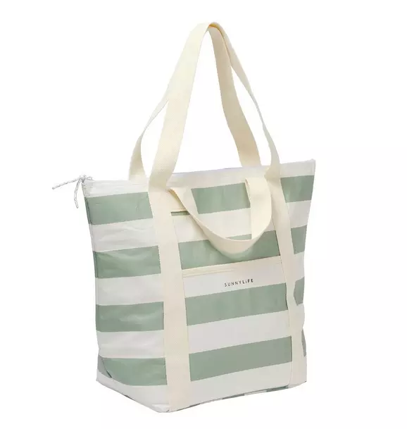 Light Cooler: Tote - La Palma Sage Stripe