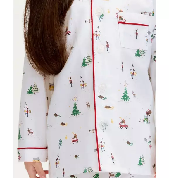 Kid's Twill Pajama Set in Holiday Town