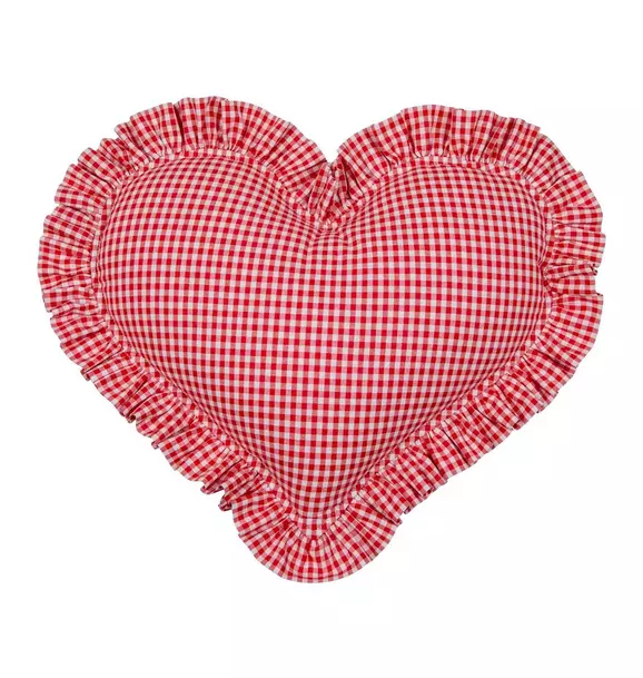 "Red Checkered" Heart Pillow with Frill
