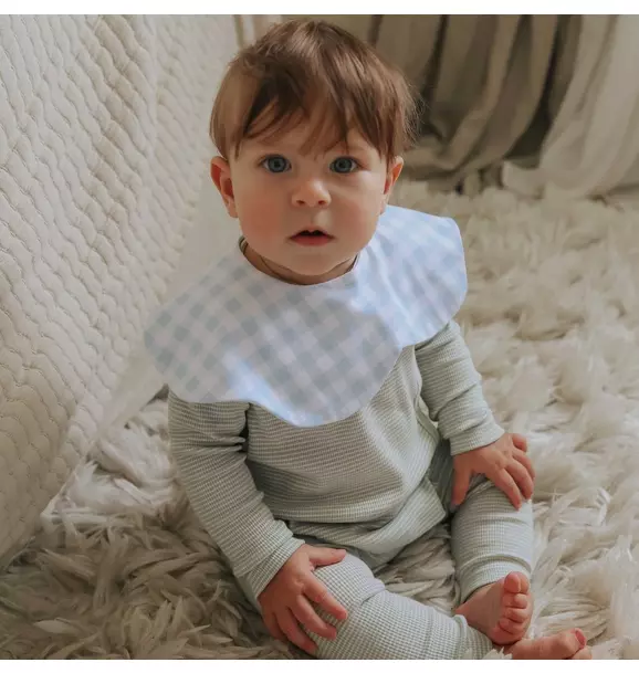 Picnic Gingham Winglet Bib - Blue