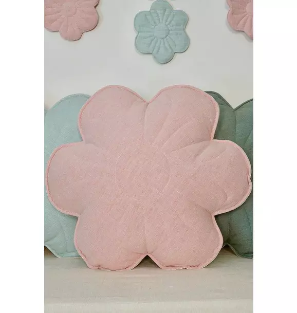 Linen "Light Pink Lily" Flower Pillow