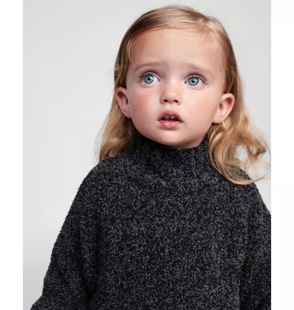 Mockneck Sweater Fuzzy - Black Melange