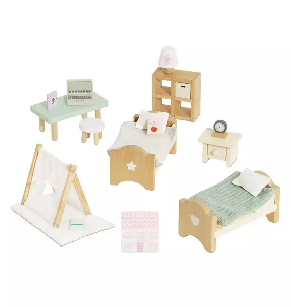 Wooden Dolls House Bedroom Furniture - 24 Piece