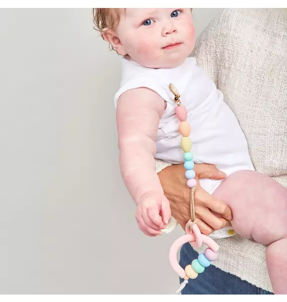 Rainbow Sherbet Arch Ring Teether + Clip Set