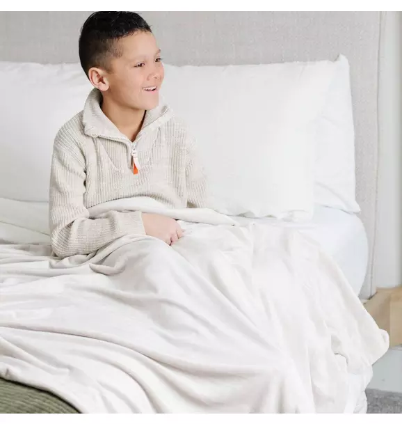 Minky Stretch Receiving Blanket in Buttermilk