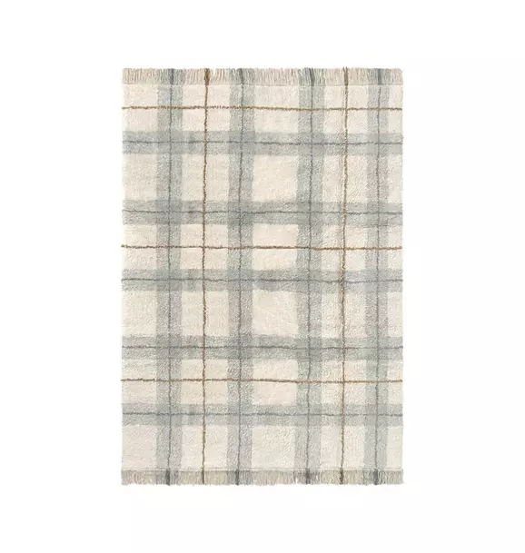 Washable Rug Tartan Blue Sage