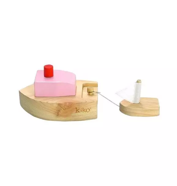 Ofune Wind-Up Wooden Boat - Pink
