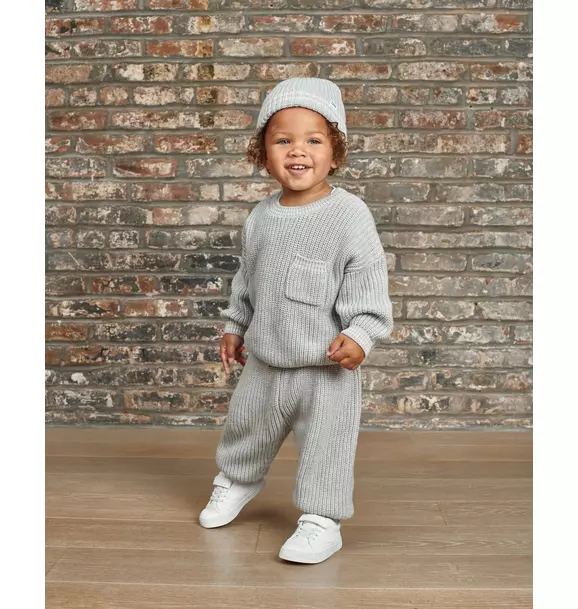 Boxy Sweater Tennis Chunky - Pearl Grey/Ecru