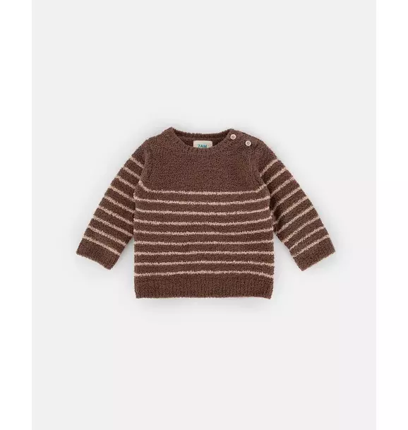 Striped Long Sleeve Top Fuzzy - Choco/Pecan