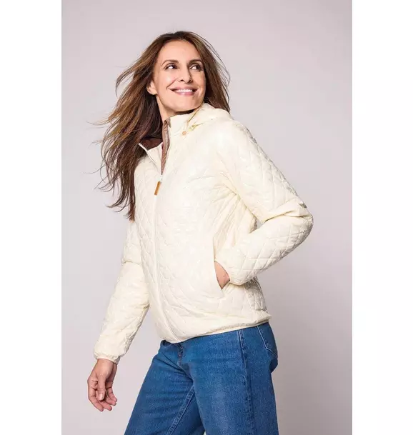 Women's - Shiny Winter White Quilted Puffer Coat