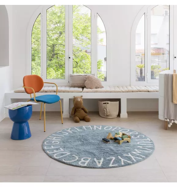 Washable Rug ABC Natural Vintage Blue