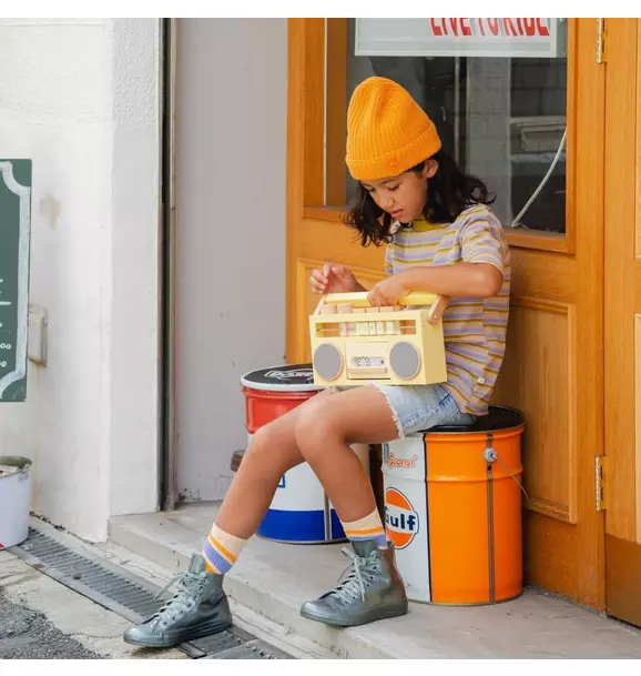 Retro Tape Recorder Boombox - Yellow
