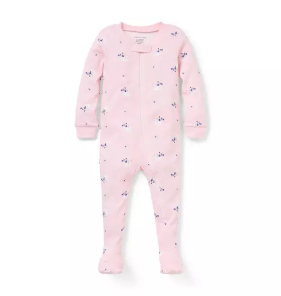 Baby Good Night Footed Pajama In Swan