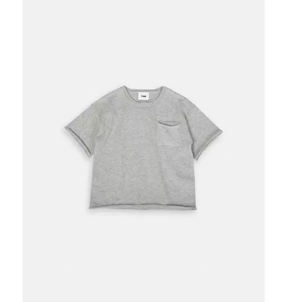 Boxy Cotton Tee Pocket - Heather Grey