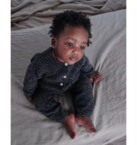 Long Sleeve Jumpsuit Fuzzy - Black Melange