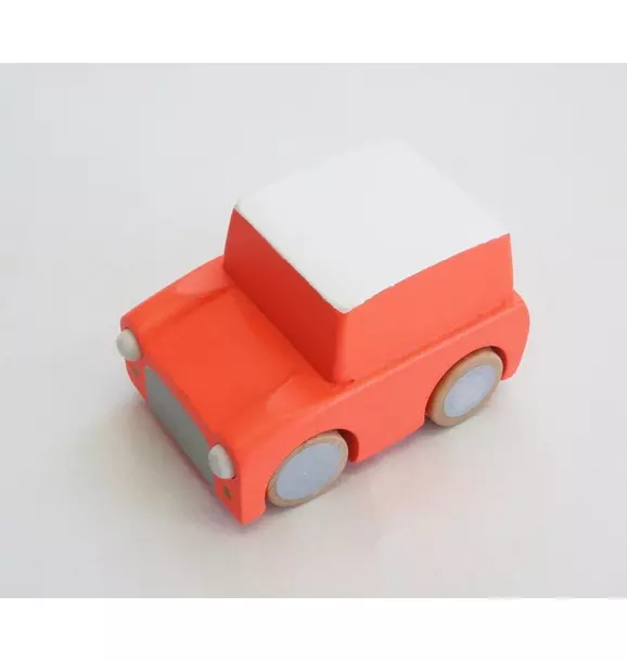 Kuruma Wooden Wind-Up Toy Car - Orange