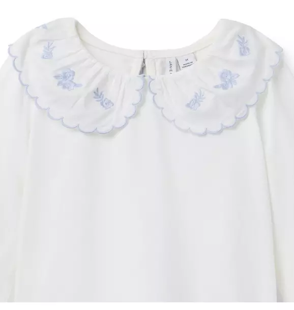 Embroidered Collar Top