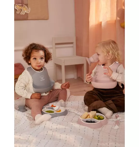 Baby Bib 2-Pack, Gray / Pink