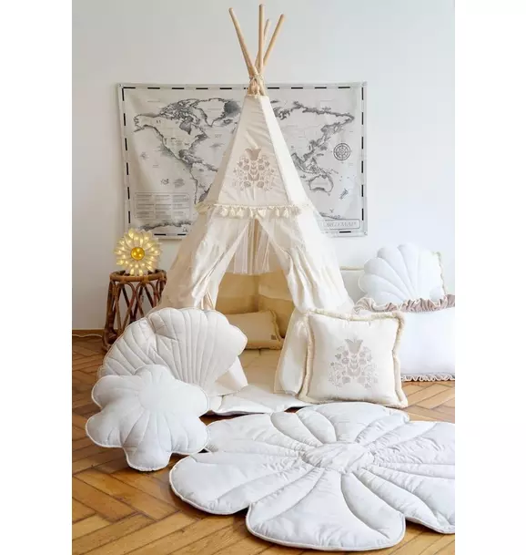 “Boho” Teepee Tent with Frills and Embroidery