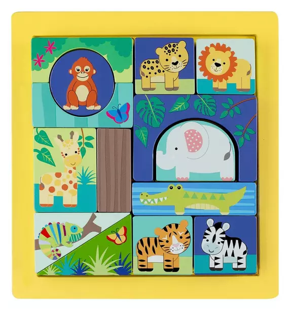 Jungle Animals: Wooden Block Puzzle
