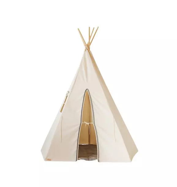 “Grey Pompoms” Teepee Tent with Pompoms
