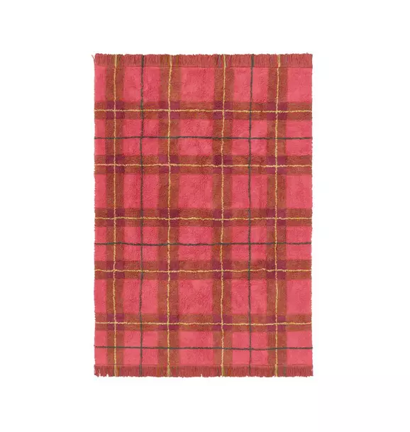Washable Rug Tartan Vintage Red