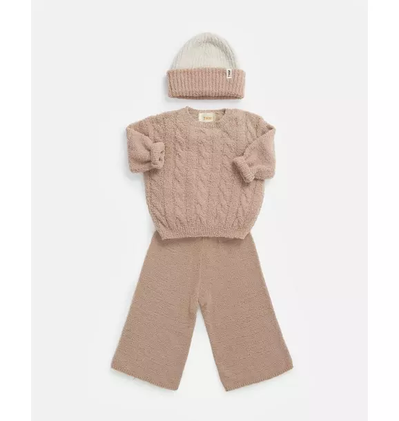 2-Tone Ribbed Beanie Fuzzy - Ecru/Pecan