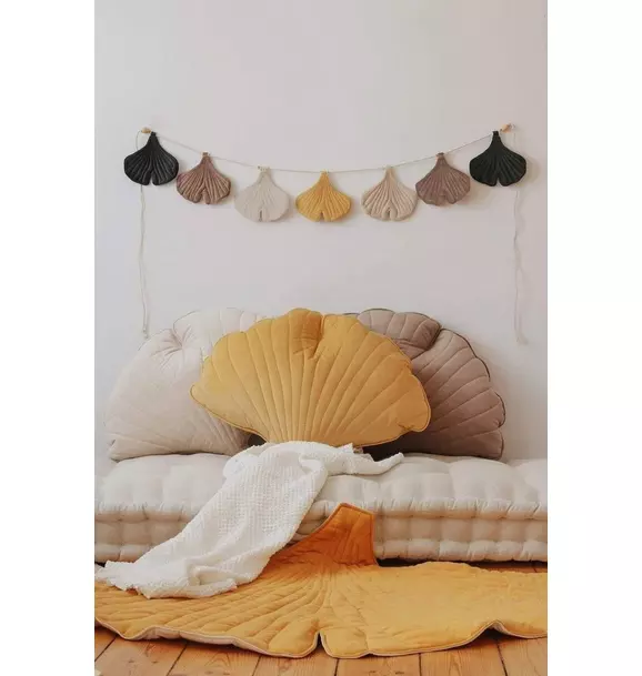 Velvet “Honey” Ginkgo Leaf Pillow