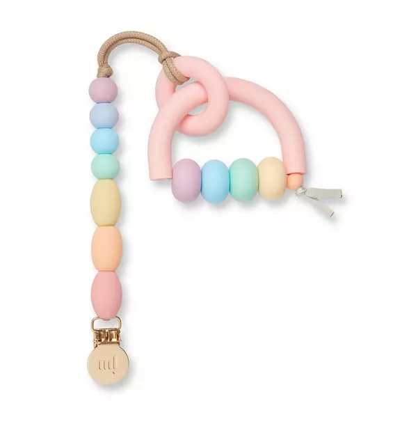 Rainbow Sherbet Arch Ring Teether + Clip Set