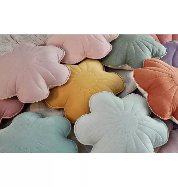 Linen "Light Pink Lily" Flower Pillow