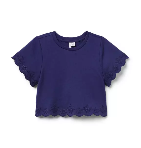 Embroidered Eyelet Trim Top